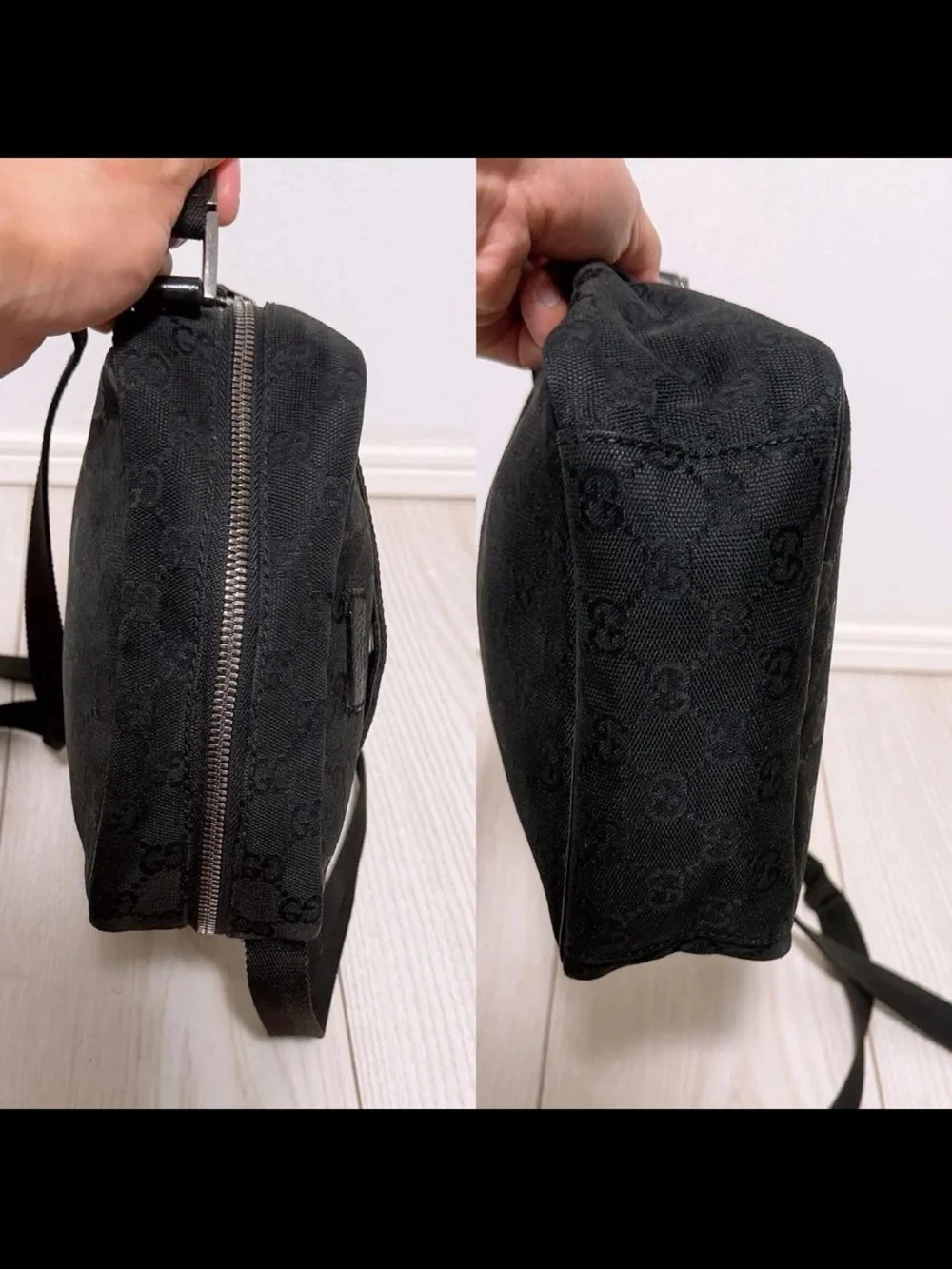 Gucci Black GG Monogram Messenger Bag
